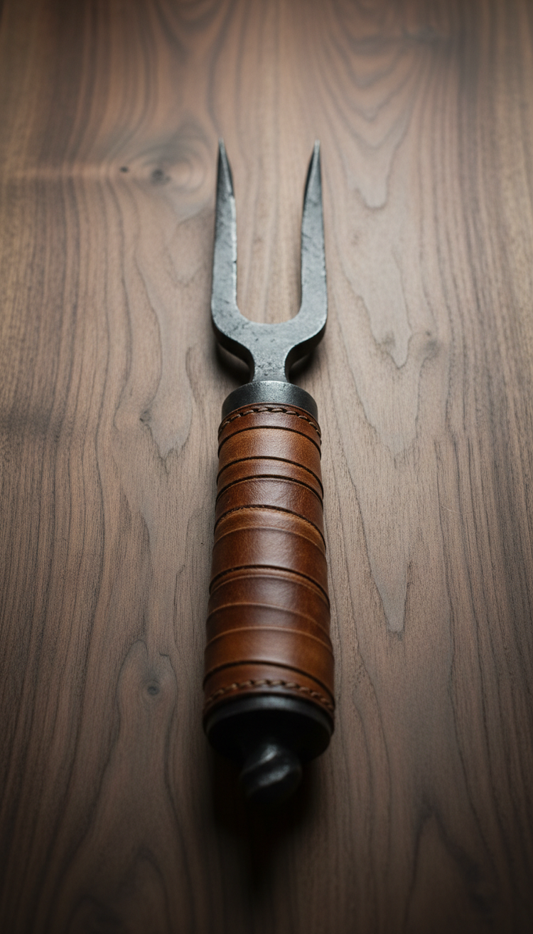 Heavy-Duty BBQ Fork with Leather Handle